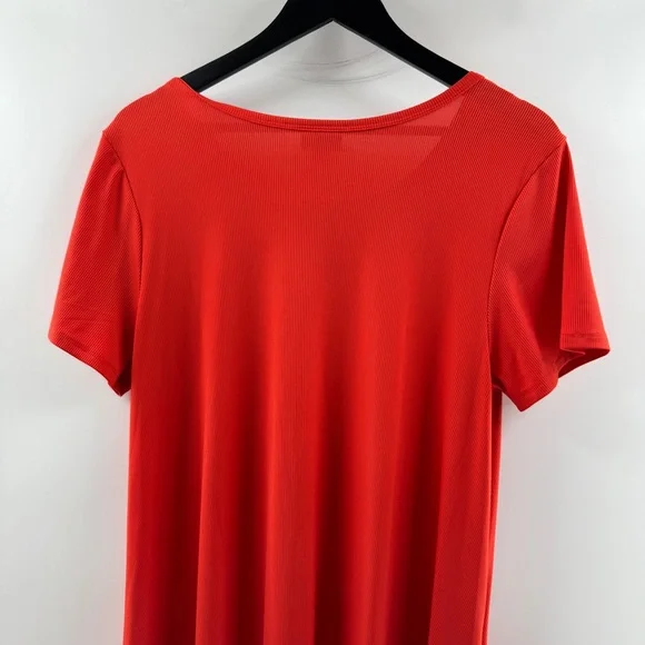 LuLaRoe Carley Dress Solid Red Ribbed Swing Dress Size Small - Picture 6 of 7